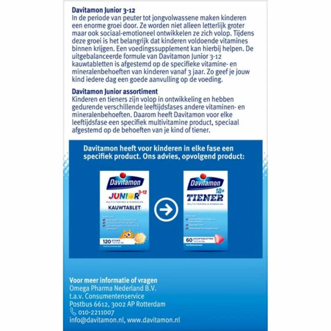 Davitamon Junior 3+ Multivruchten Kauwtabletten - 240g