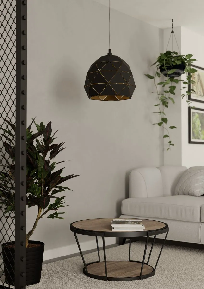 Eglo Roccaforte Hanglamp E27 - Ø40cm - Zwart/Goud
