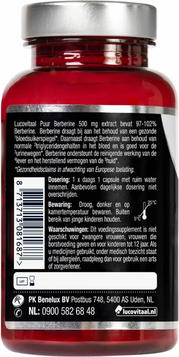 Lucovitaal Berberine 500mg - 60 Capsules
