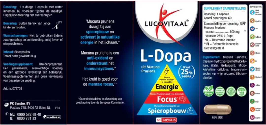 Lucovitaal L-Dopa Mucuna Pruriens 60 Capsules