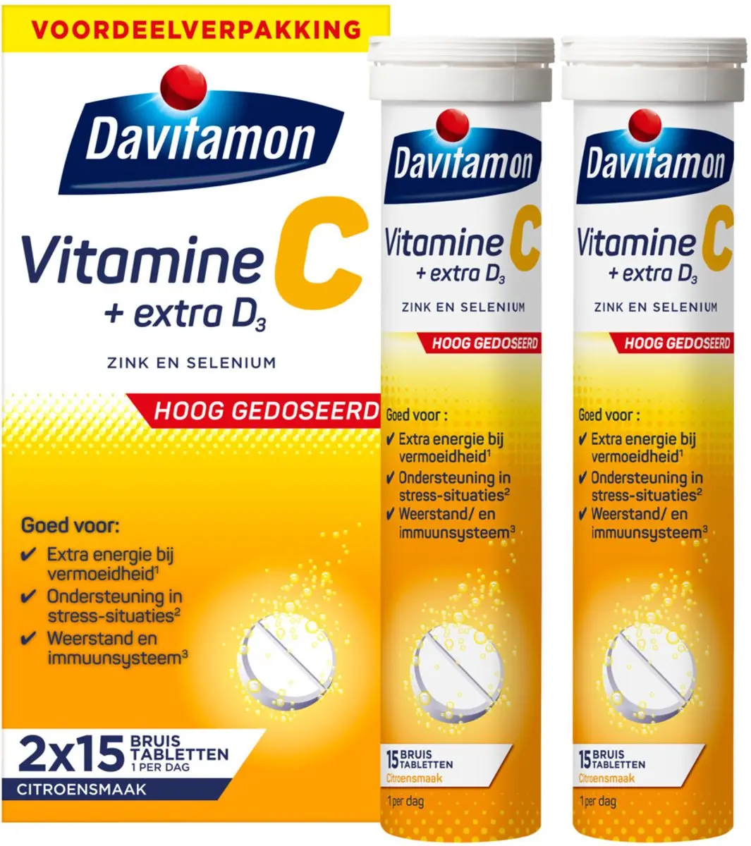 Davitamon Vitamine C + D3 Bruistabletten - 60 Stuks