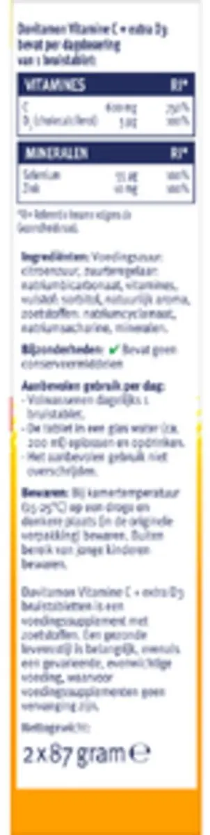 Davitamon Vitamine C + D3 Bruistabletten - 60 Stuks