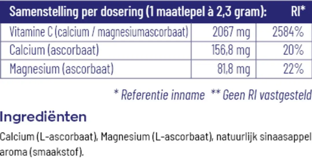 Vitakruid Vitamine C Poeder Calcium- & Magnesiumascorbaat 2x260g