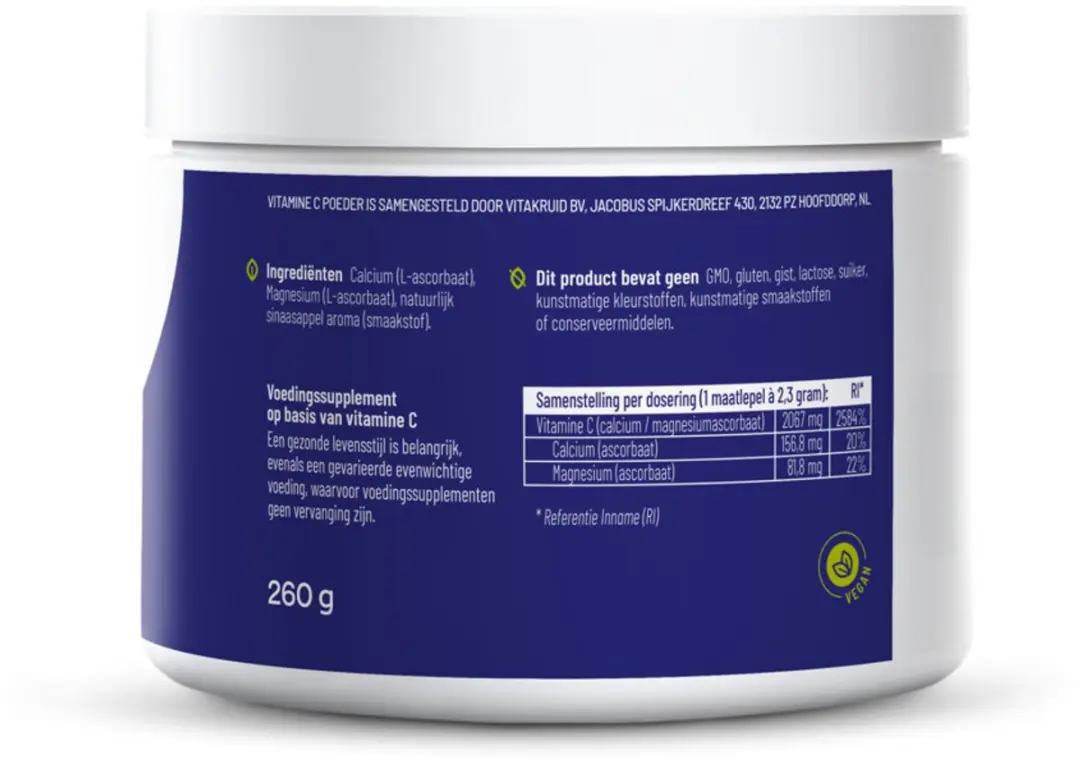 Vitakruid Vitamine C Poeder Calcium- & Magnesiumascorbaat 2x260g