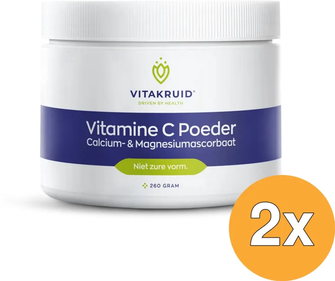 Vitakruid Vitamine C Poeder Calcium- & Magnesiumascorbaat 2x260g