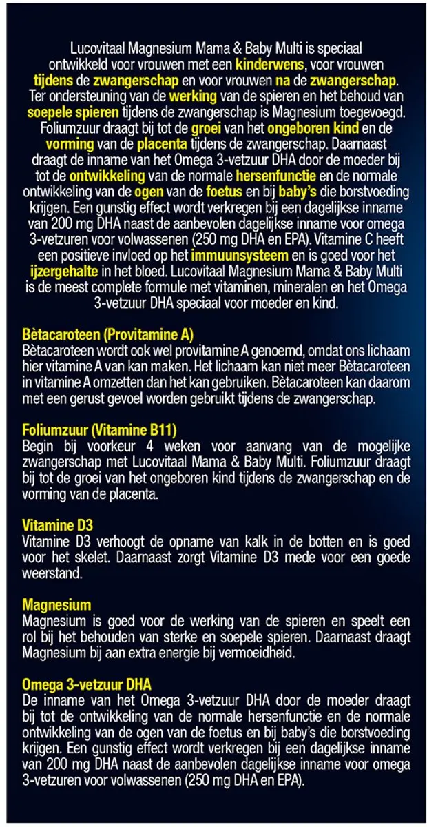 Lucovitaal Magnesium Mama & Baby Multi - 60 Capsules