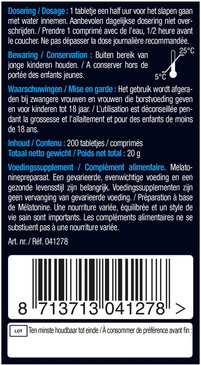 Lucovitaal Melatonine Puur 299 µg - 200 Tabletten
