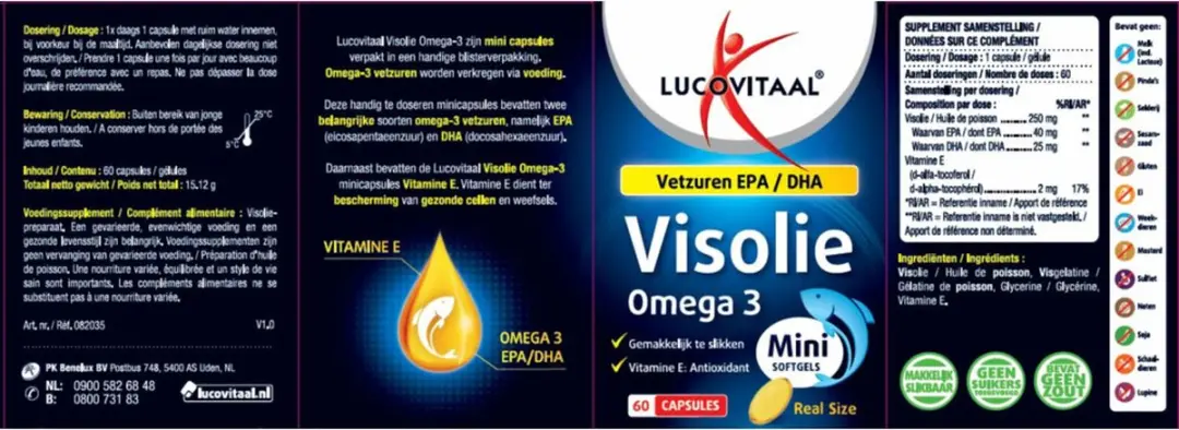 Lucovitaal Visolie Omega 3 Mini Softgels - 60 Stuks