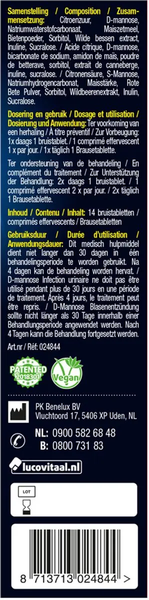 Lucovitaal Blaasontsteking D-Mannose - 3x14 Bruistabletten