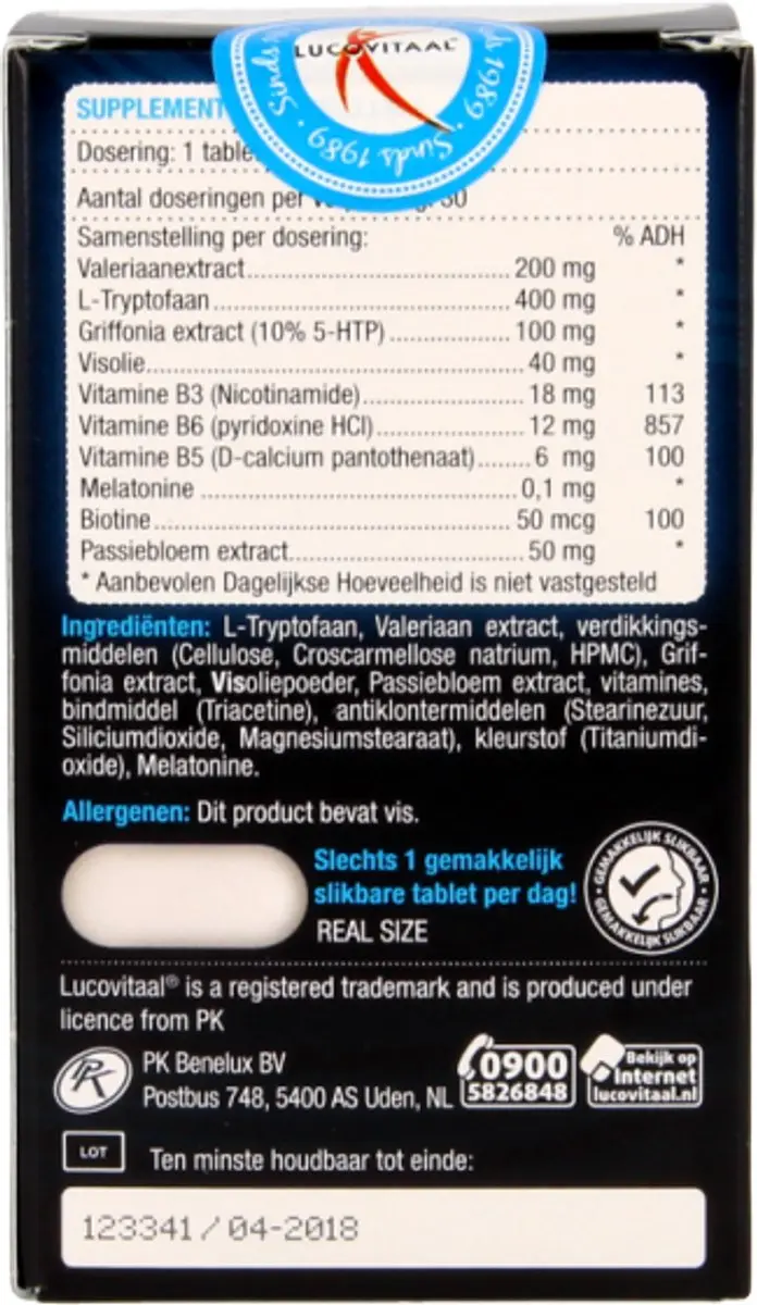 Lucovitaal Melatonine 5-HTP L-Tryptofaan 30 Tabletten