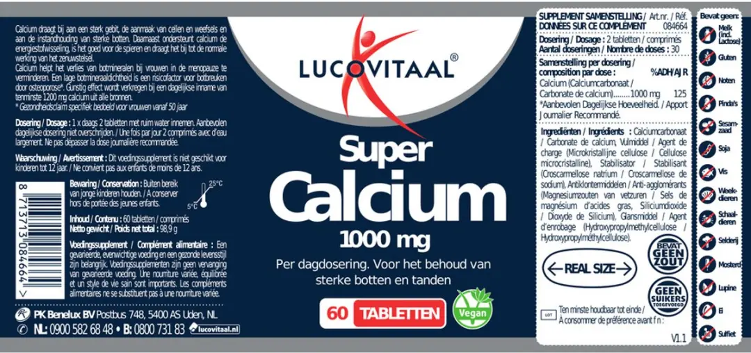 Lucovitaal Super Calcium 1000mg - 60 Tabletten