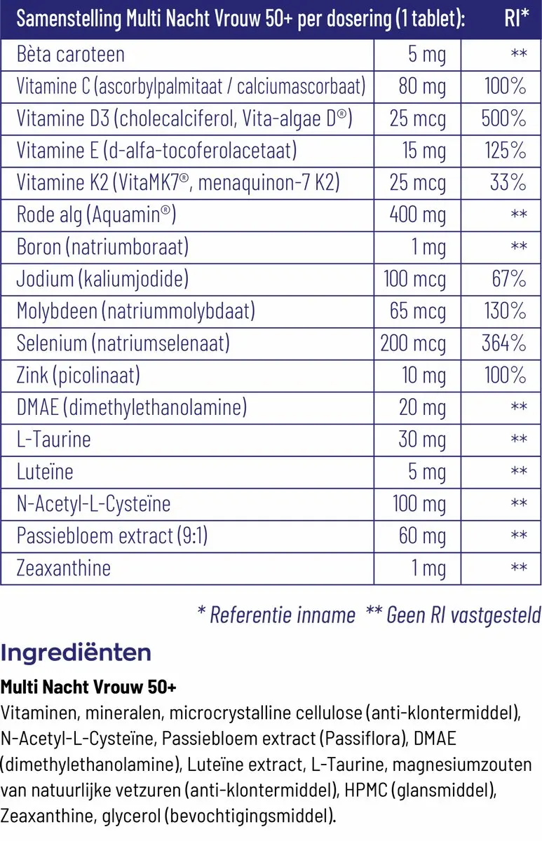 Vitakruid Multi Dag & Nacht Vrouw 50+ - 180 tabletten