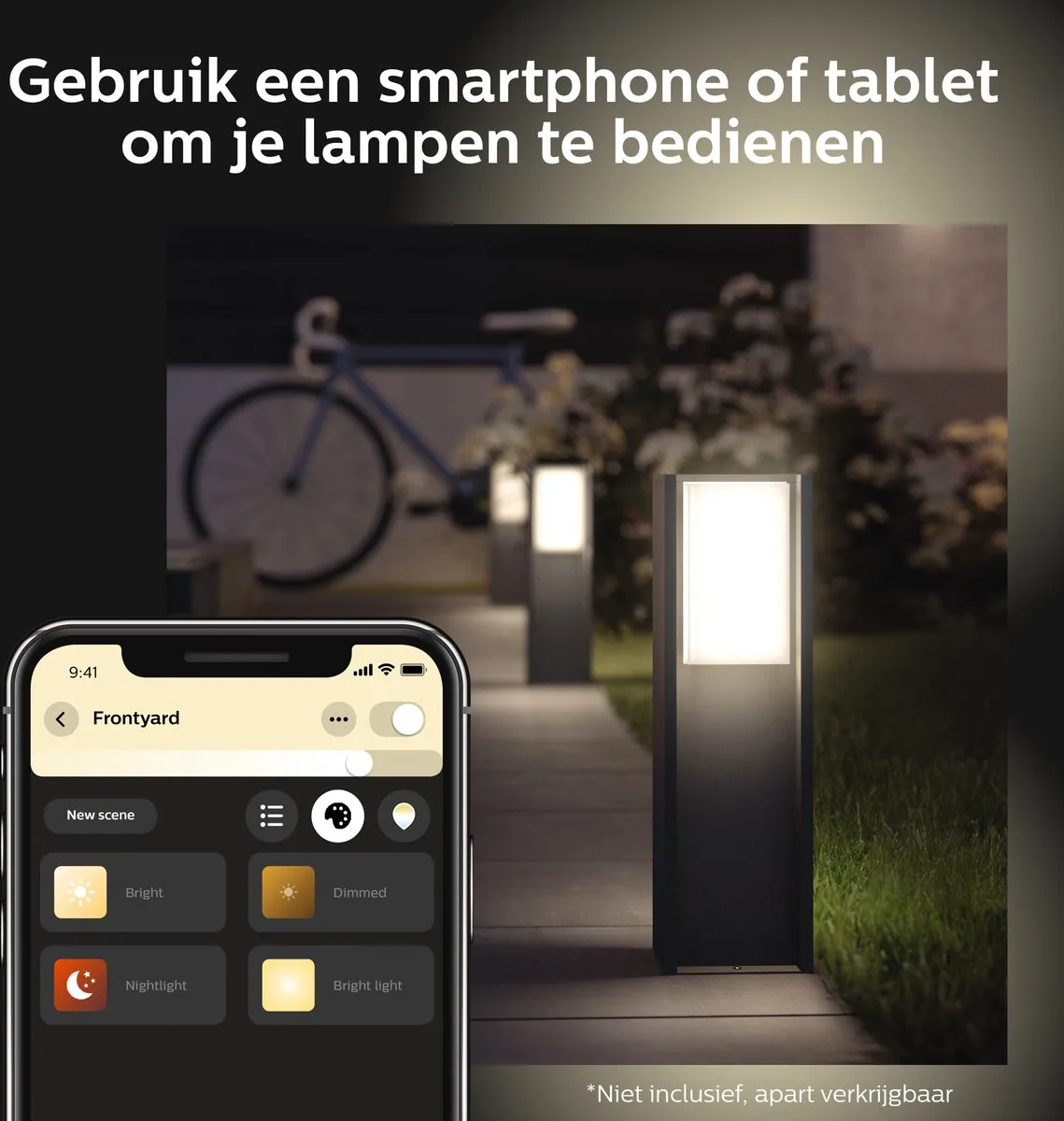 Philips Hue Turaco sokkellamp - warmwit licht - zwart - laag