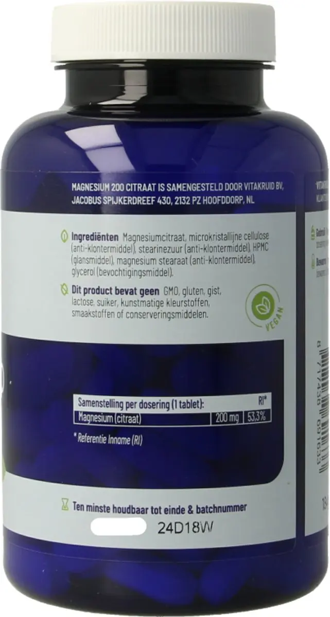 Vitakruid Magnesium 200 Citraat 90 Tabletten - afbeelding 6 van 6