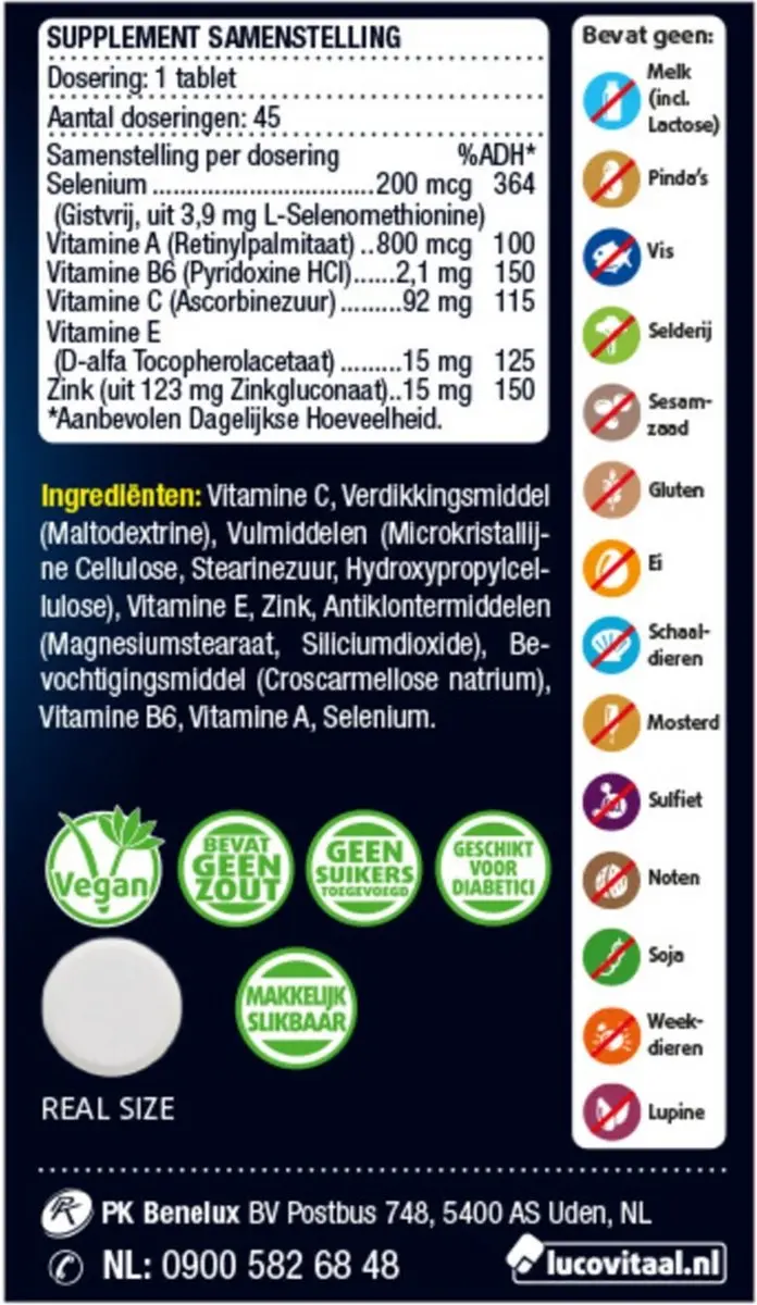 Lucovitaal Selenium Zink Tabletten 45 Stuks