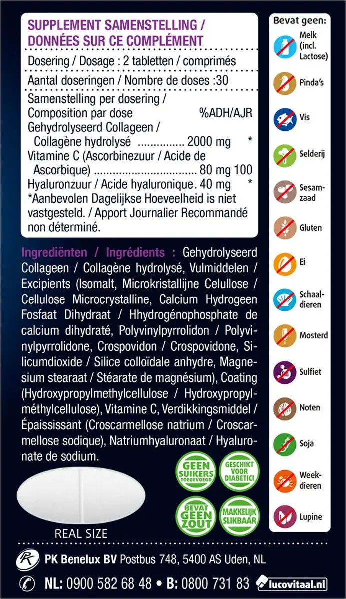 Lucovitaal Super Collageen 2000mg Tabletten - 60 Stuks