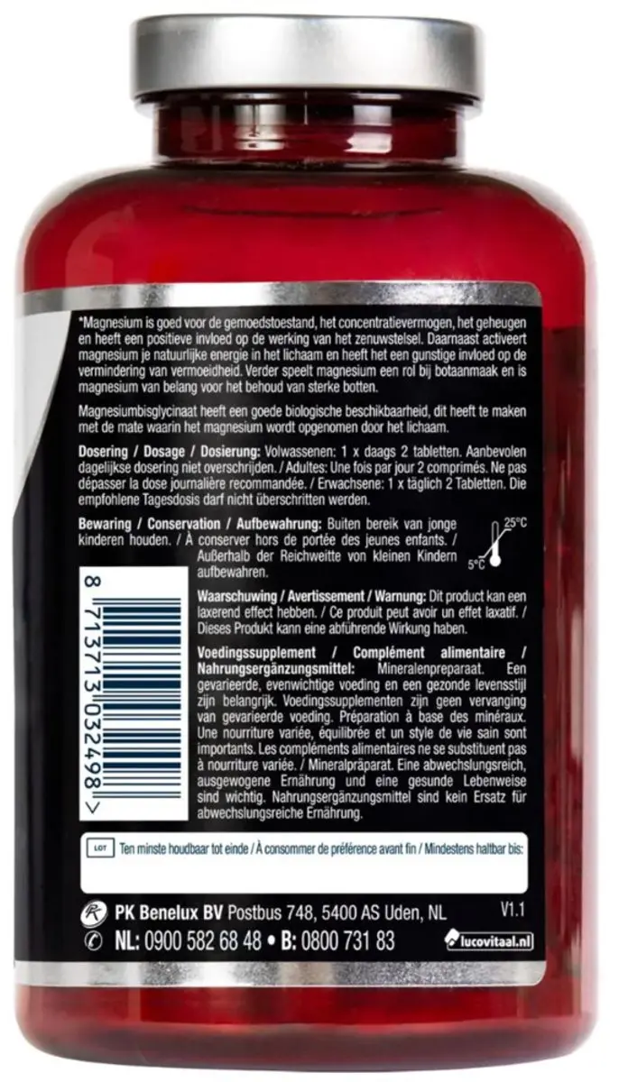 Lucovitaal Magnesium Bisglycinaat 375mg - 210 Tabletten