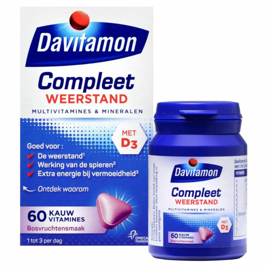 Davitamon Compleet Weerstand Bosvruchten - 2x60 Kauwtabletten