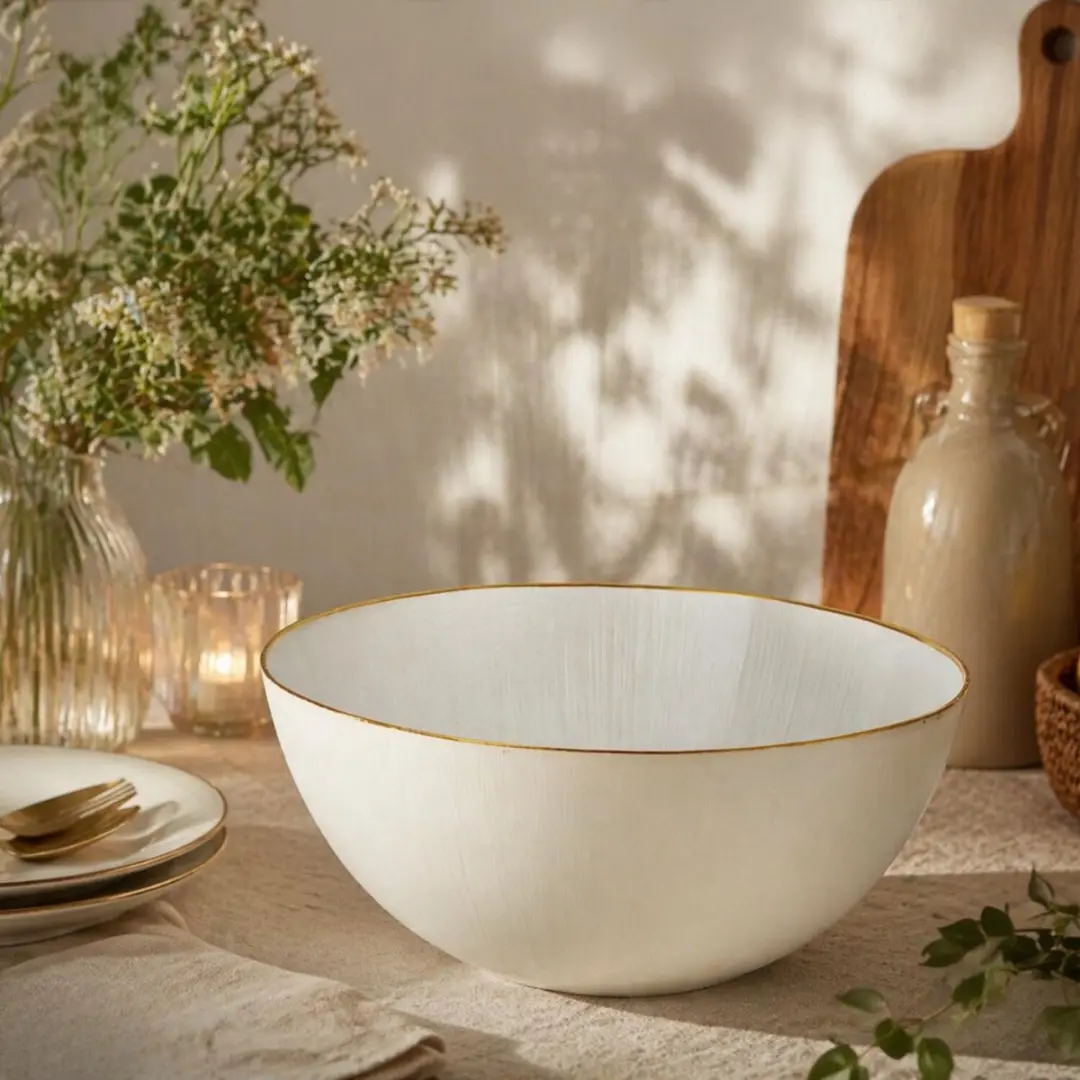 Excellent Houseware Rome Serveerschaal 28cm - 2 Stuks - Wit met gouden rand