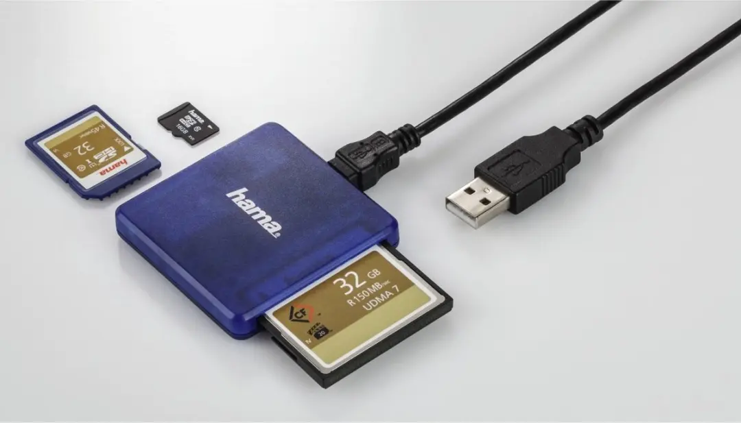 Hama 00124131 Multi Kaartlezer SD/MicroSD/CF - USB 2.0 - Blauw - afbeelding 3 van 5