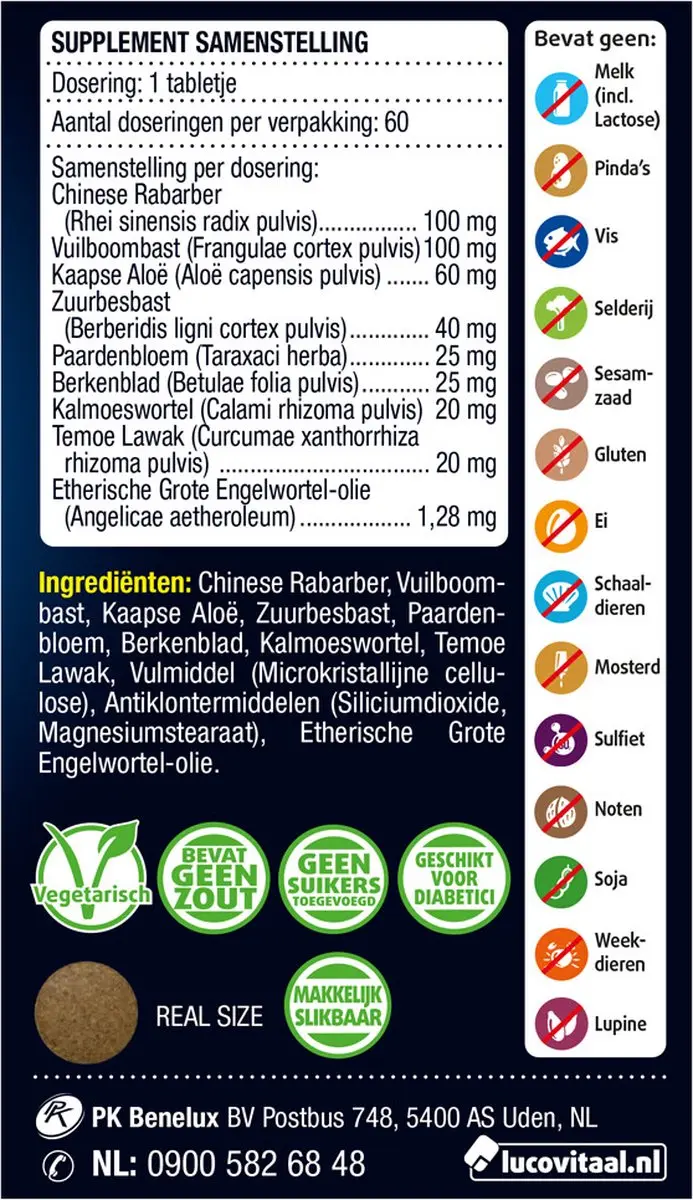 Lucovitaal Stoelgang Tabletten Sennavrij 60 Stuks