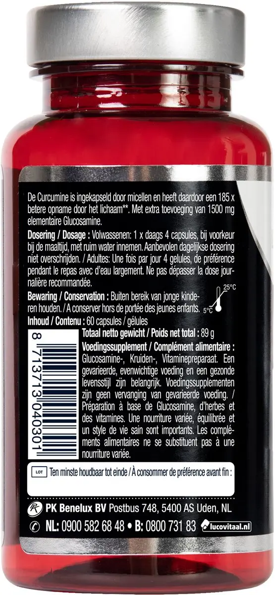 Lucovitaal Glucosamine Curcumine 1500/40mg Voedingssupplement - 60 Capsules