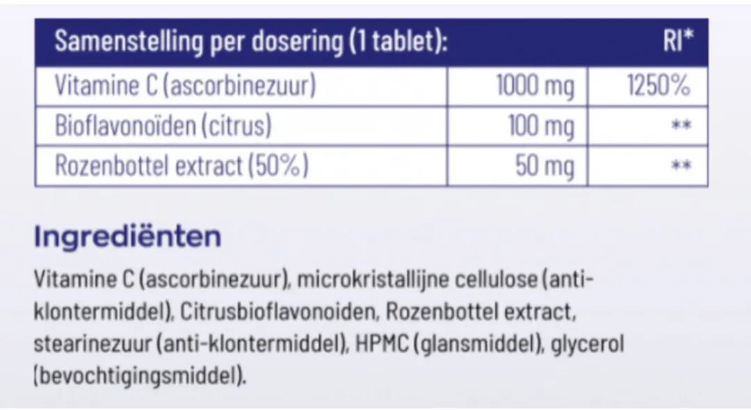 Vitakruid Vitamine C 1000mg - 180 tabletten