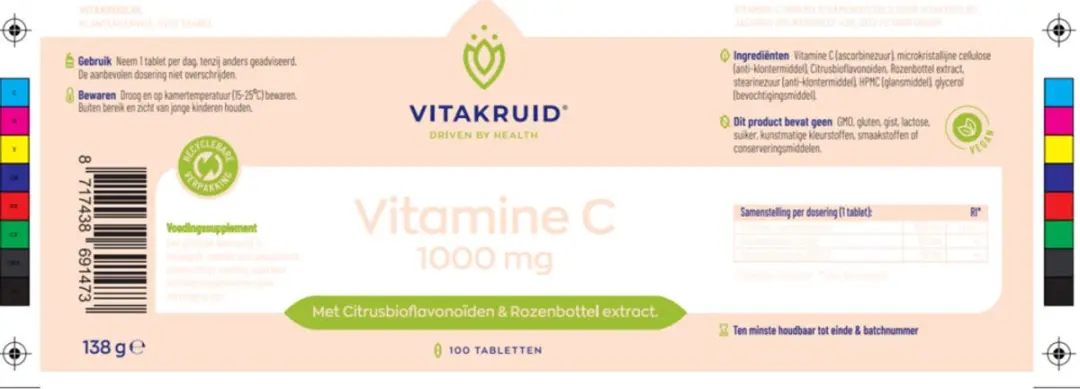 Vitakruid Vitamine C 1000mg - 180 tabletten
