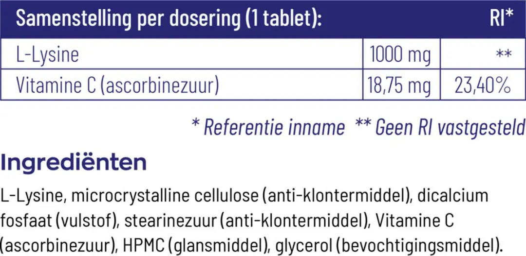 VitaKruid L-Lysine 1000mg - 90 Tabletten