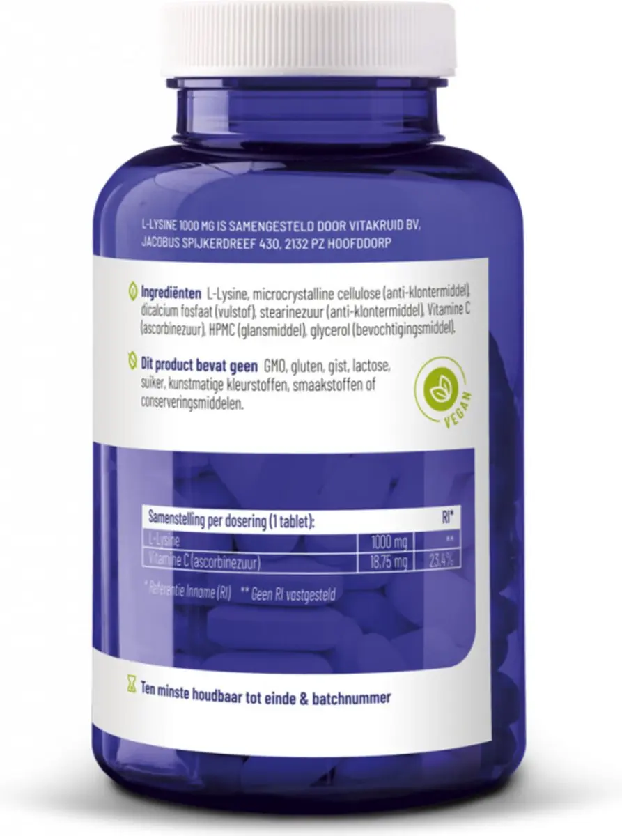 VitaKruid L-Lysine 1000mg - 90 Tabletten