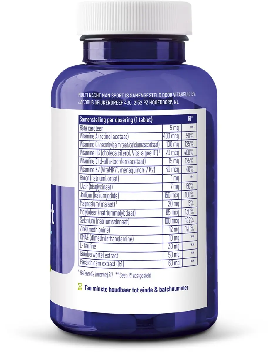 Vitakruid Multi Nacht Man Sport - 30 Tabletten - afbeelding 6 van 6