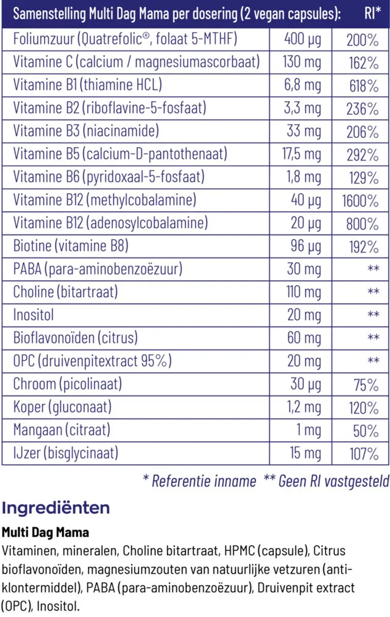 Vitakruid Multi Dag & Nacht Mama 90 Vegancapsules