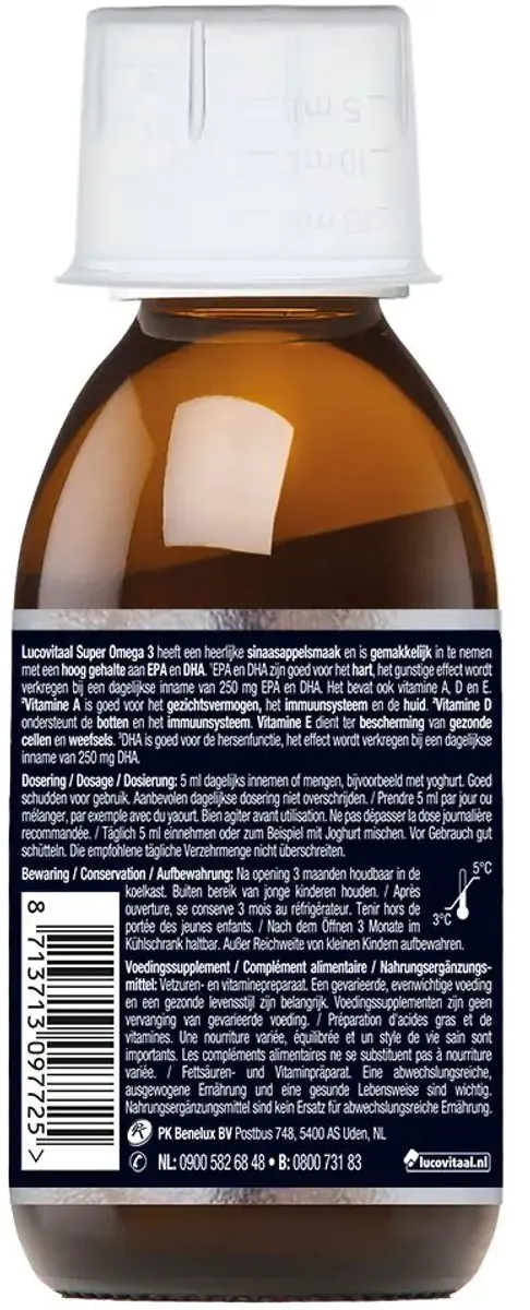 Lucovitaal Omega 3 Vloeibaar 125ml - Sinaasappelsmaak