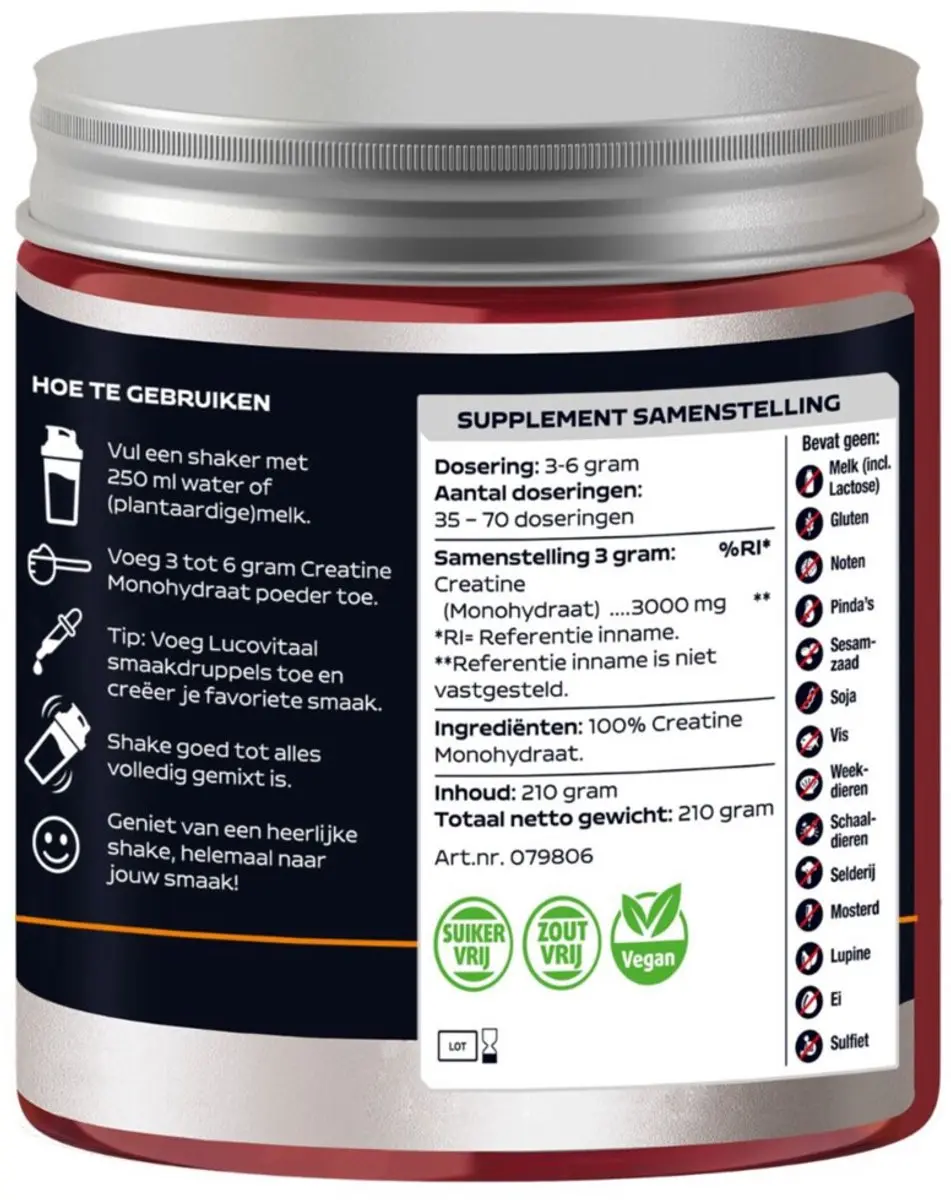 Lucovitaal Creatine Monohydraat Poeder 210g