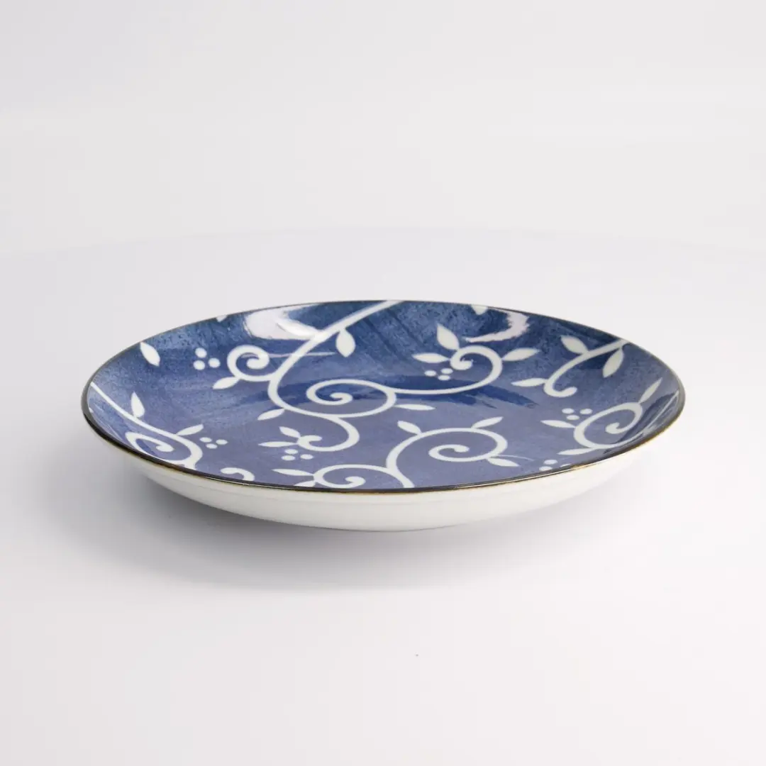 Tokyo Design Studio Tokyo Blue Karakusa Bord 21,5x3,4cm - Blauw/Wit