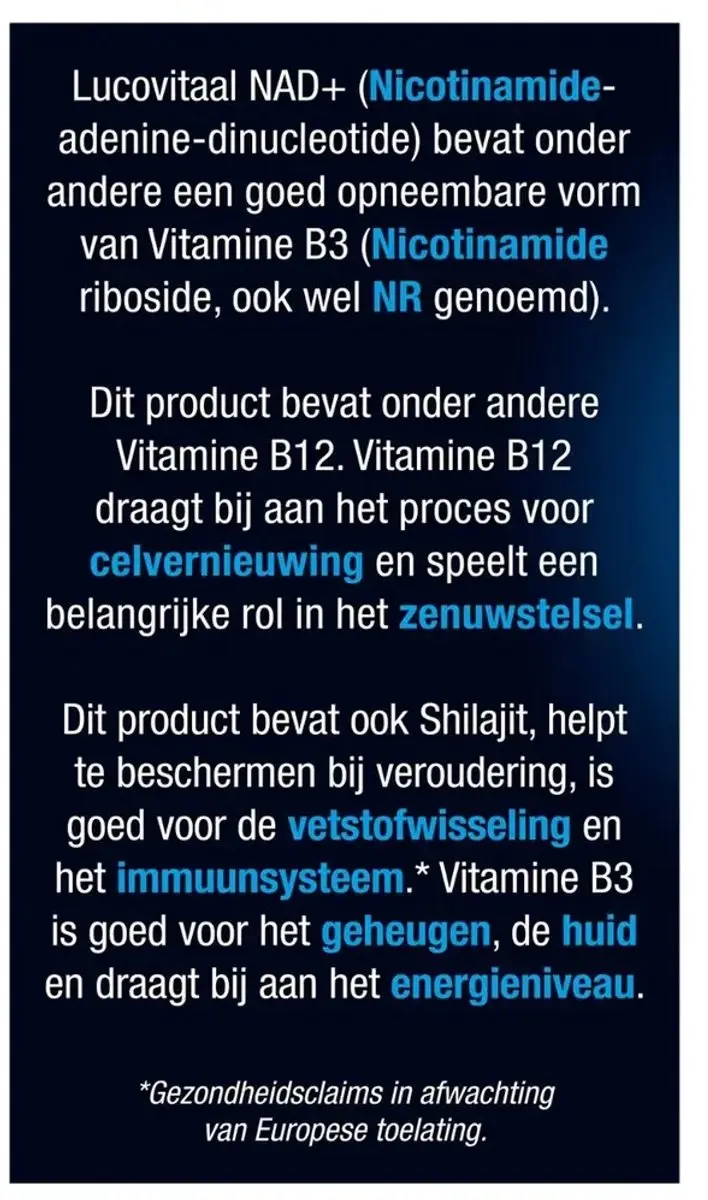 Lucovitaal NAD+ Capsules - 30 Stuks
