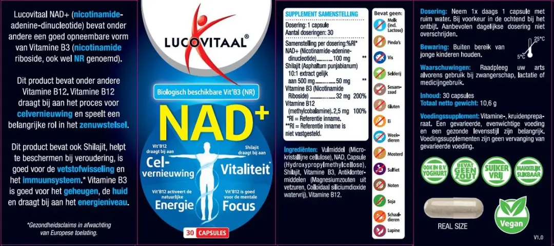 Lucovitaal NAD+ Capsules - 30 Stuks