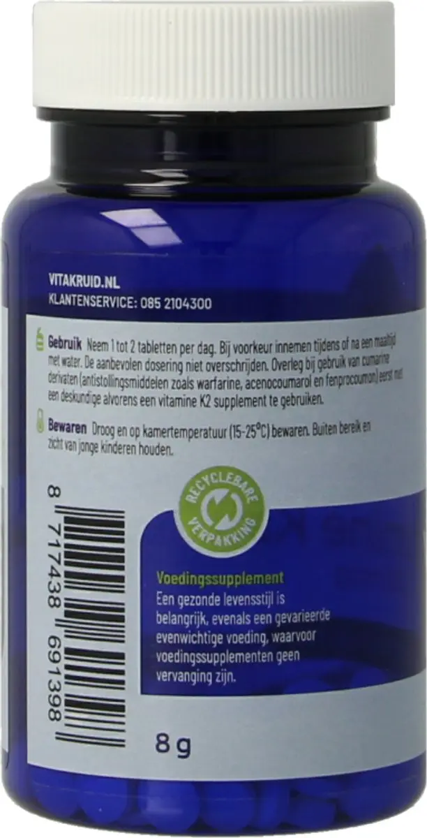 Vitakruid Vitamine K2 100 mcg - 60 tabletten - afbeelding 6 van 6