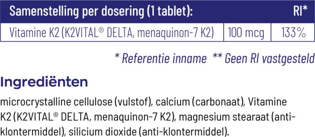 Vitakruid Vitamine K2 100 mcg - 60 tabletten