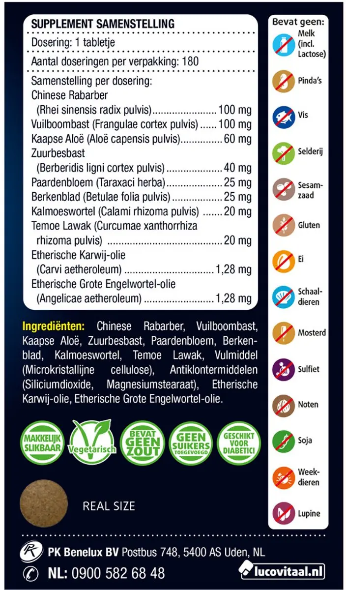 Lucovitaal Stoelgang Sennavrij 360g - 2x180 Tabletten