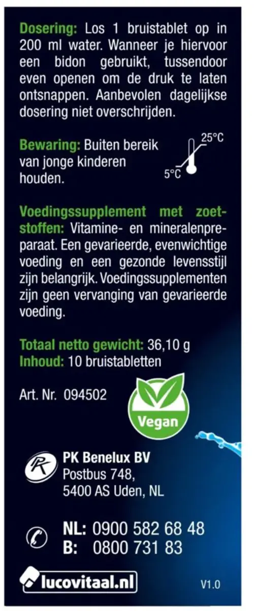 Lucovitaal Elektrolyten Vochtbalans Bruistabletten - 20 Stuks