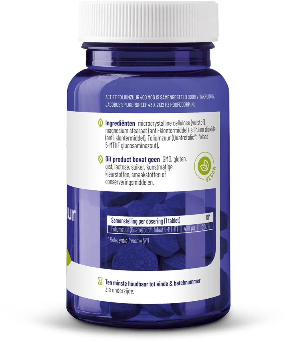 Vitakruid Actief Foliumzuur 400 Mcg - 2x90 tabletten
