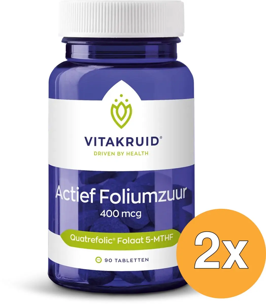 Vitakruid Actief Foliumzuur 400 Mcg - 2x90 tabletten