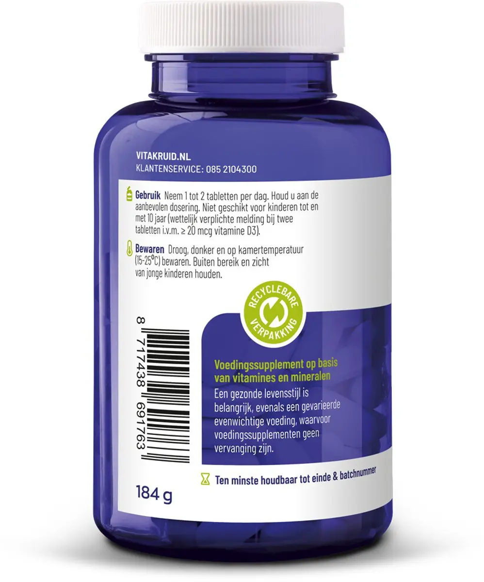 Vitakruid RelaxComplex Magnesium Tauraat & Vitamine D3 90 Tabletten