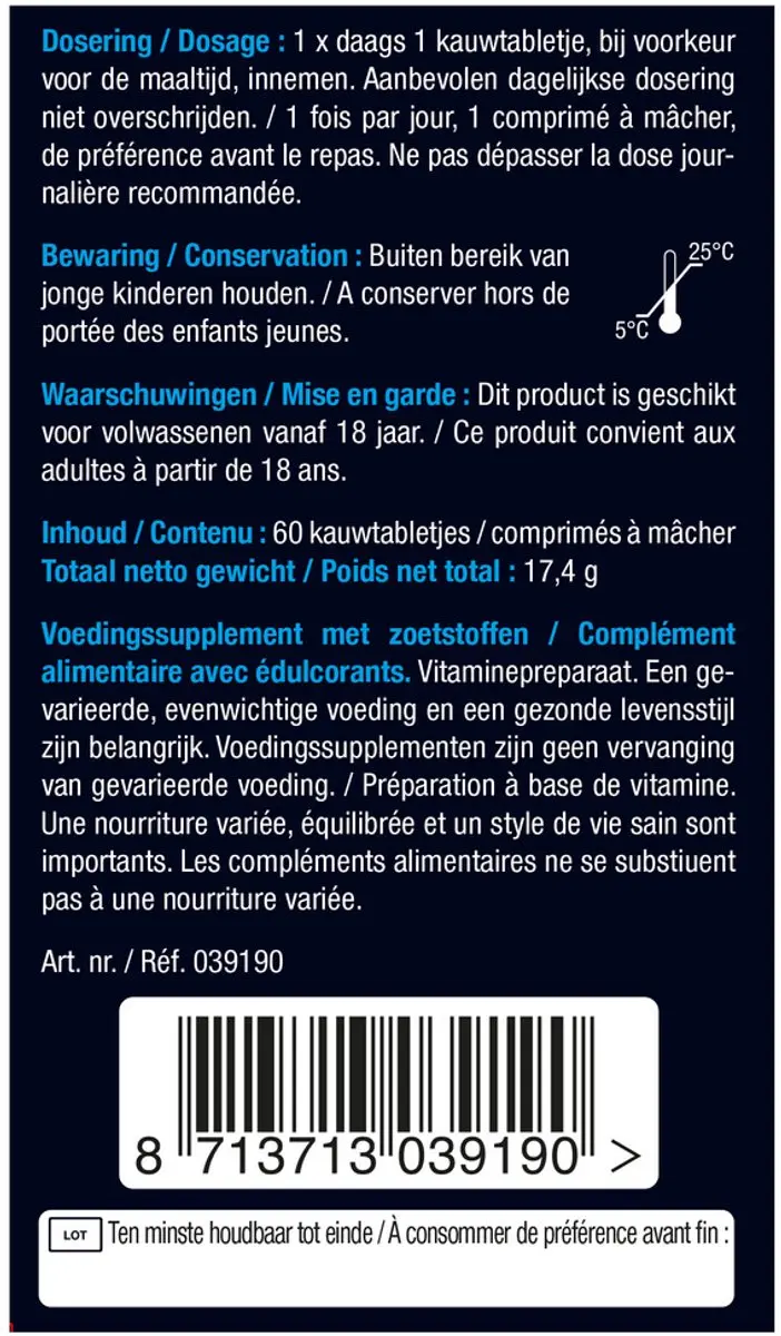 Lucovitaal Vitamine B12 1000 µg Kauwtabletten - 60 Stuks - Kersensmaak