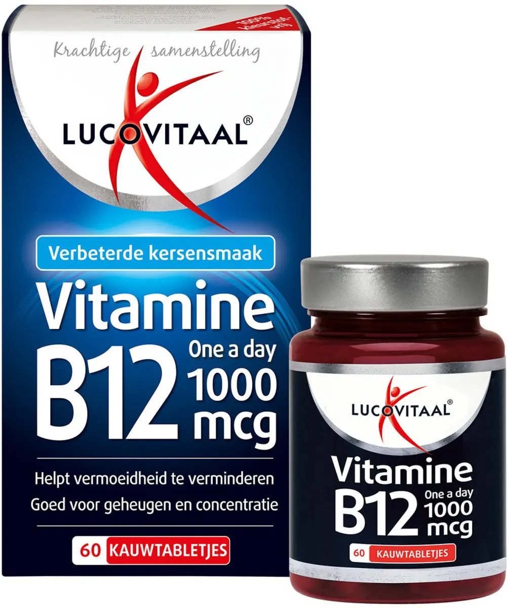 Lucovitaal Vitamine B12 1000 µg Kauwtabletten - 60 Stuks - Kersensmaak