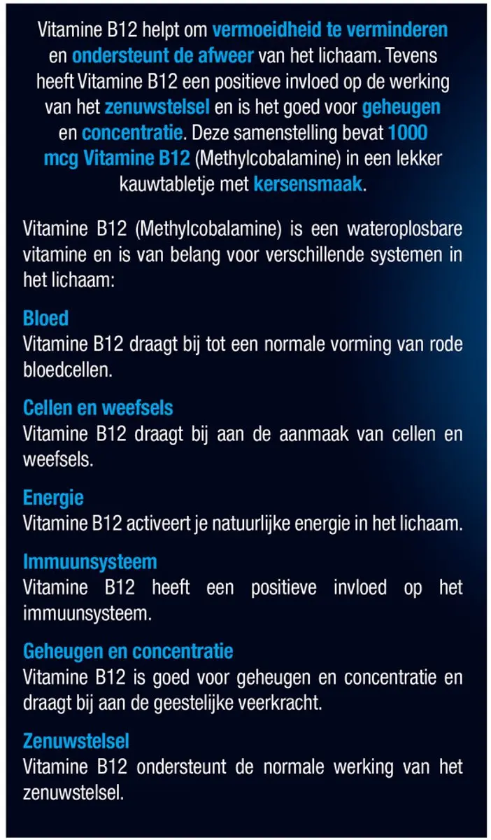 Lucovitaal Vitamine B12 1000 µg Kauwtabletten - 60 Stuks - Kersensmaak