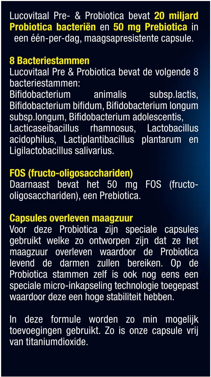 Lucovitaal Bioticomel Prebiotica 30 Capsules - 20 Miljard