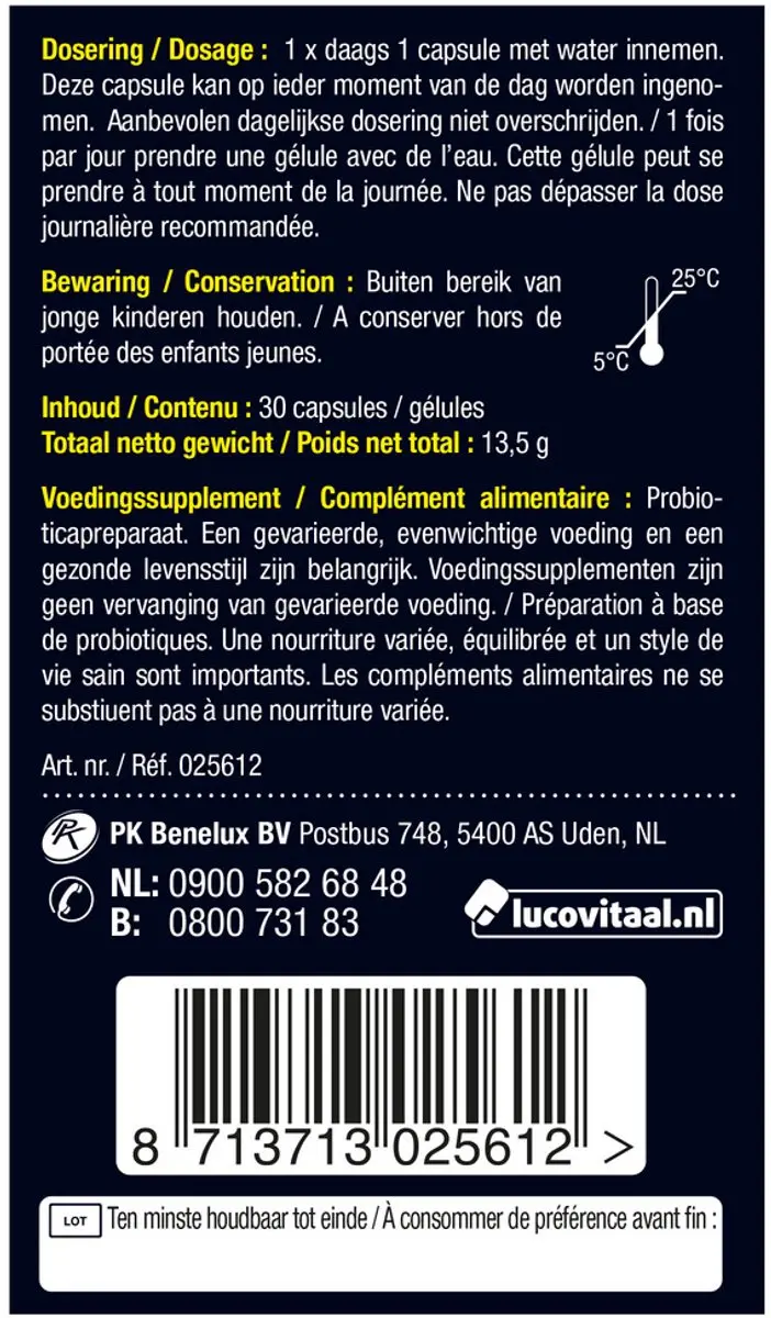 Lucovitaal Bioticomel Prebiotica 30 Capsules - 20 Miljard