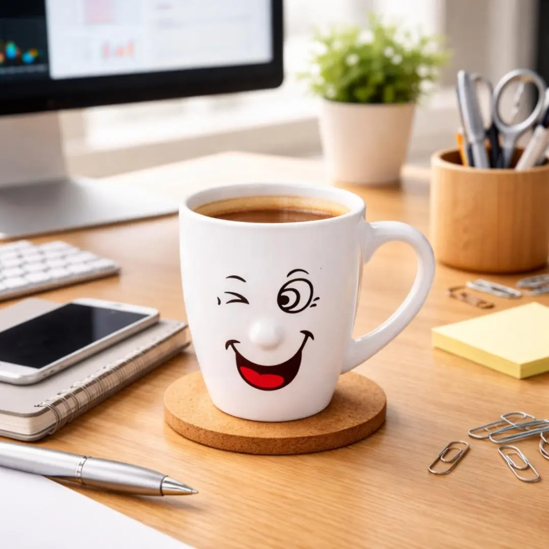 Bellatio Design Funny Faces Koffiemokken - 9 Stuks - 348ml